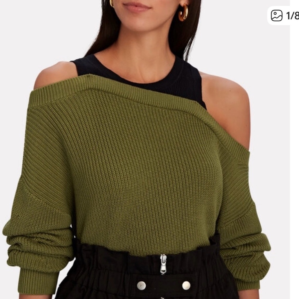 Veronica Beard Prescott Layered Off-The-Shoulder Sweater small